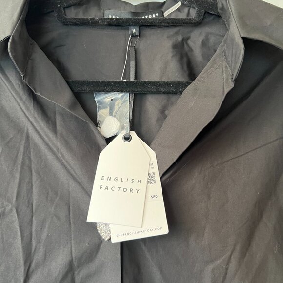 Title: English Factory Oversize Collared Shirt Black Medium Heart Buttons NWT - Picture 6 of 8